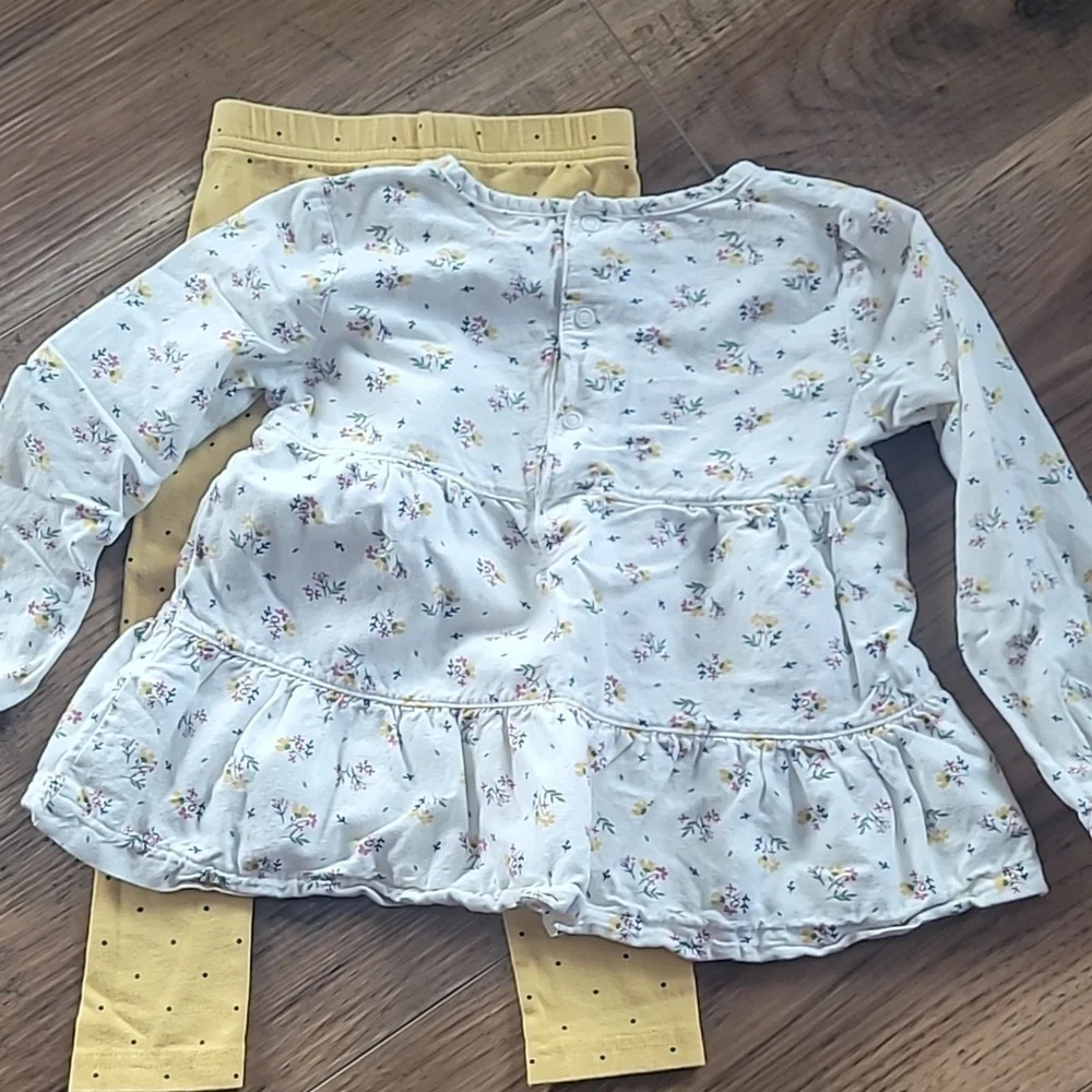 Carter's Matching Set Pants and Tunic Top, 3T, Yellow, Polka-Dots, Cream, Floral